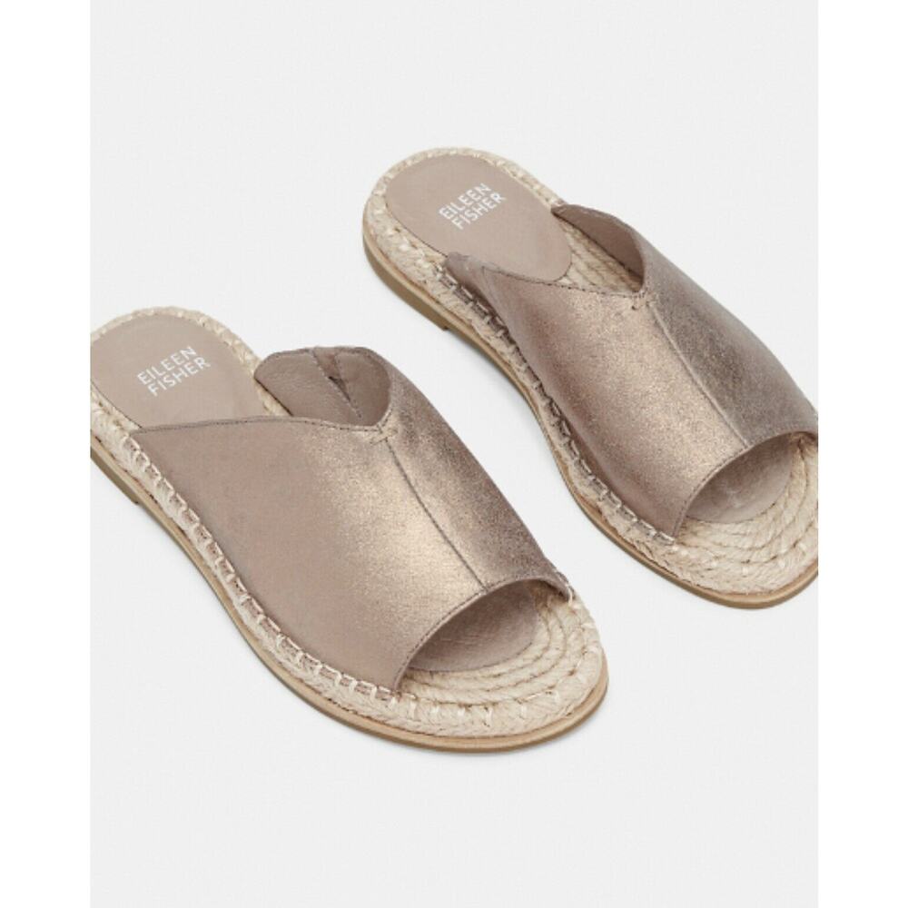 EILEEN FISHER Milly Gold Metallic Suede Espadrille Sandal Size 5.5 #EF46536B - Picture 9 of 9